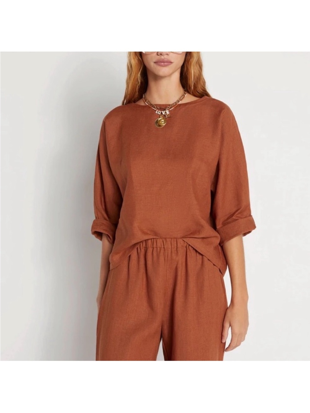 Suzi Kondi Burnt Orange Long Sleeve Lightweight Top
